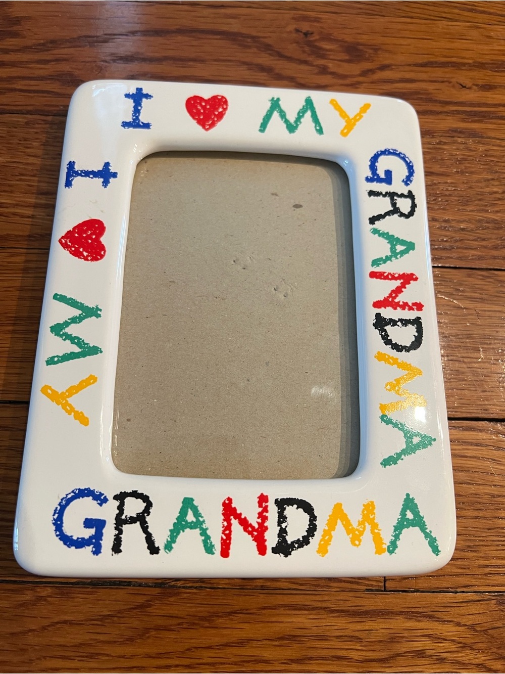 Vintage 90s I Love My Grandma Ceramic Photo Frame - Colorful Lettering